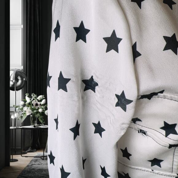 Self-portrait Women's White Frilled Satin Star Dress (US 4) - Picture 9 of 12